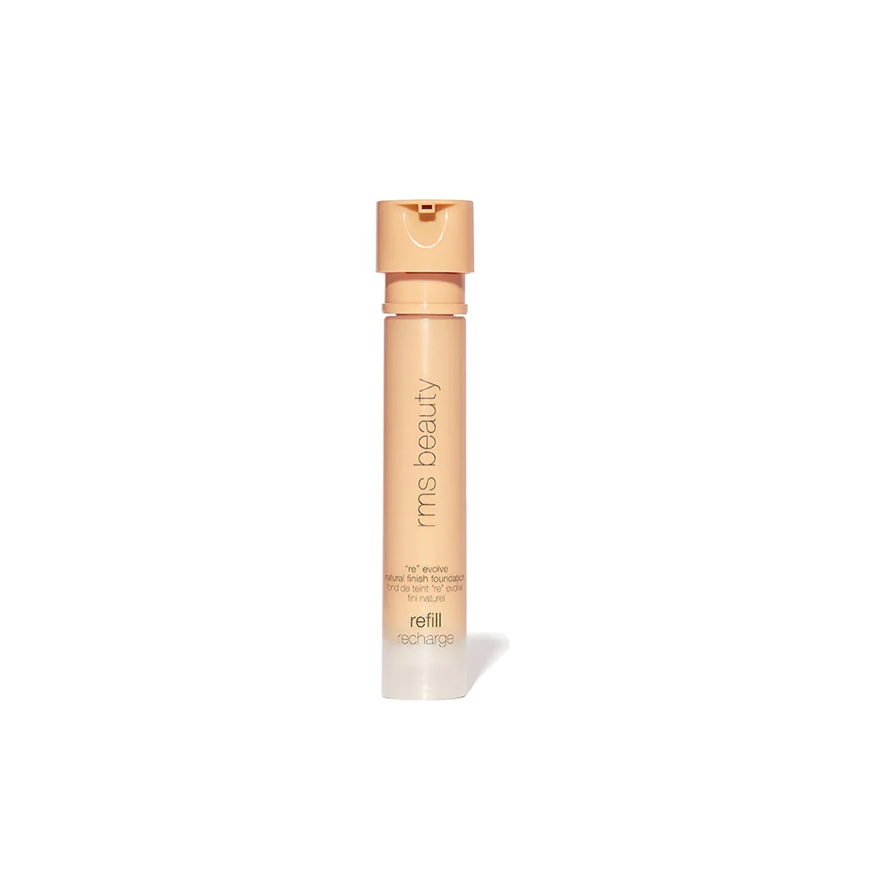 A bottle of rose beauty serum with a refill notation.