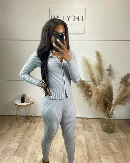 Solid Knitted 2 Piece Sets