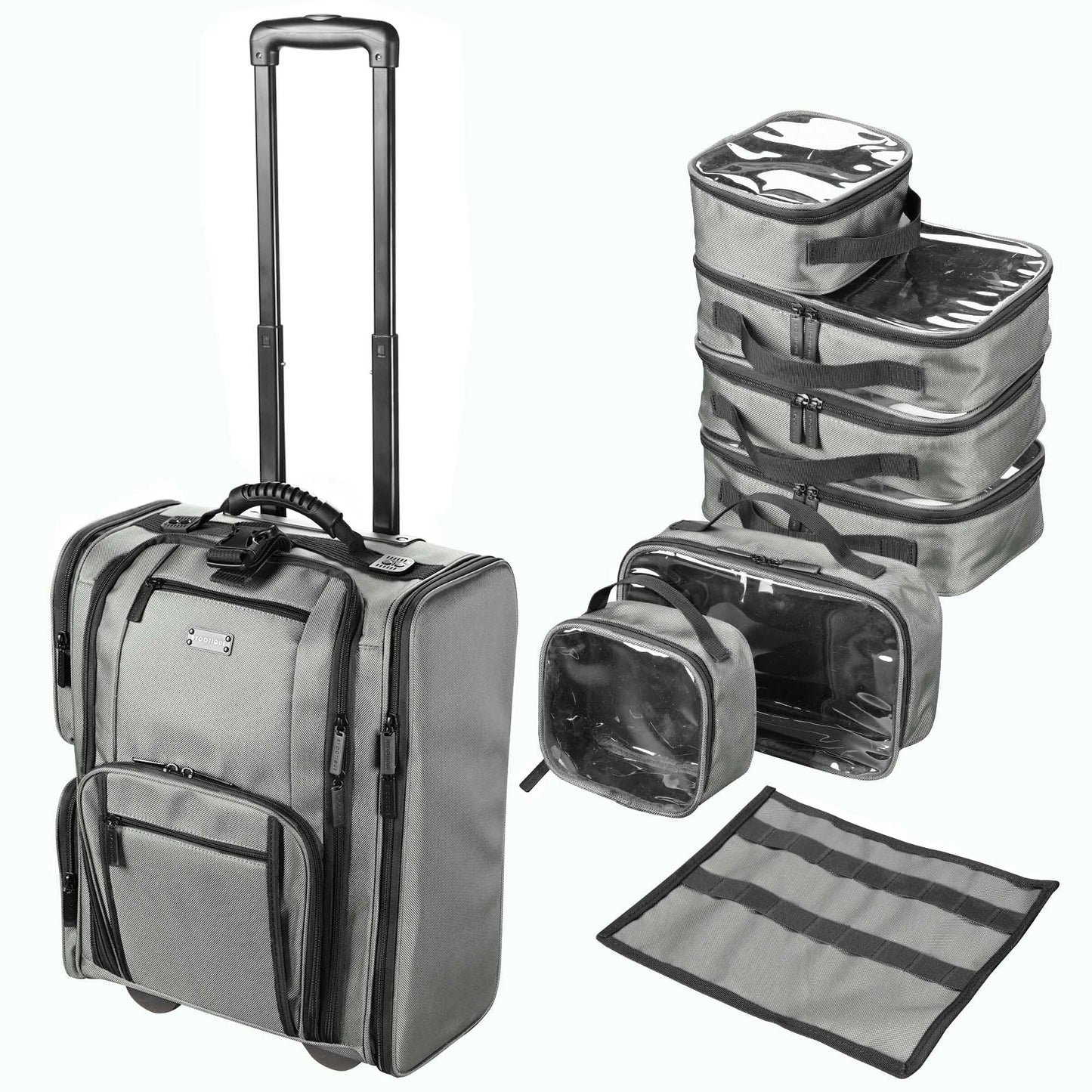 Byootique Rolling Makeup Train Case Side Pockets Cosmetic Pouch Travel