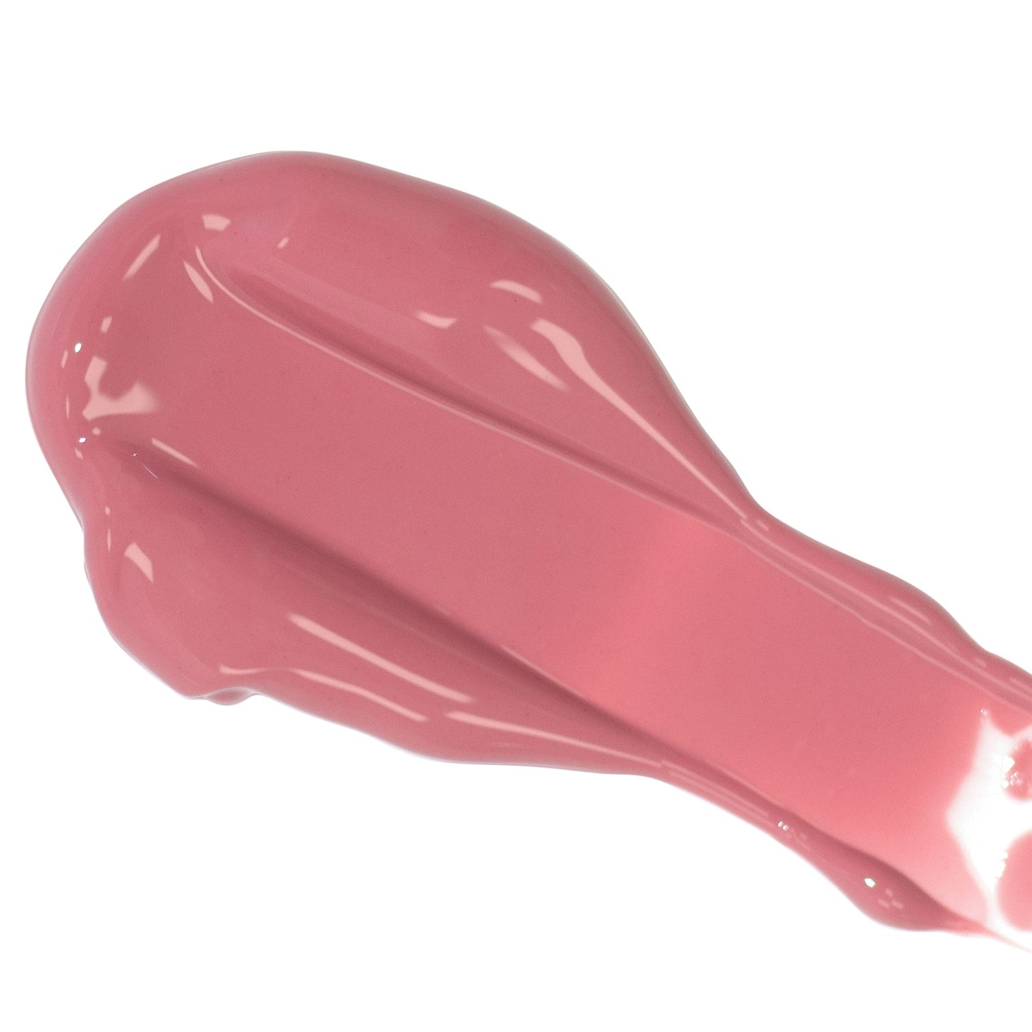 Smear of pink lipstick on a white background.
