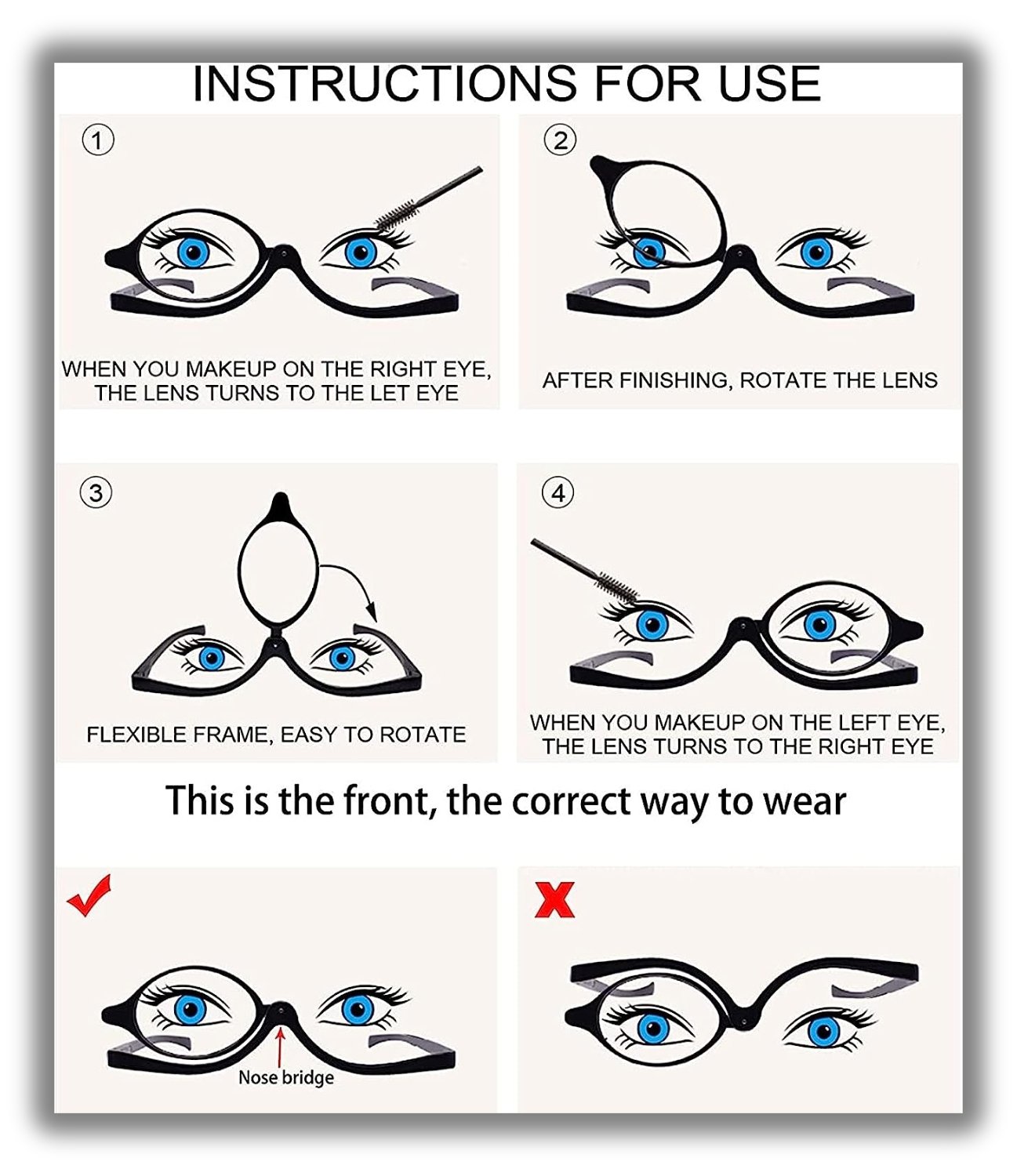 Rotatable MakeUp Reading Glass