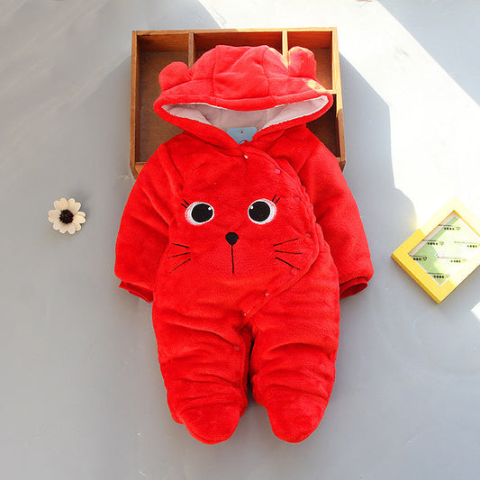 Snuggly Fleece Baby Hooded Romper