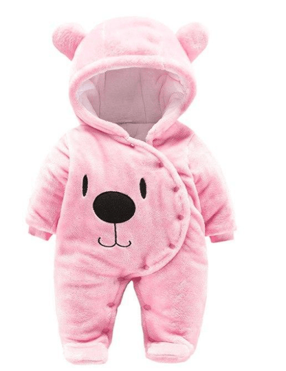 Adorable Baby Snuggle Safari Jumpsuit, Bear hooded jumpsuit