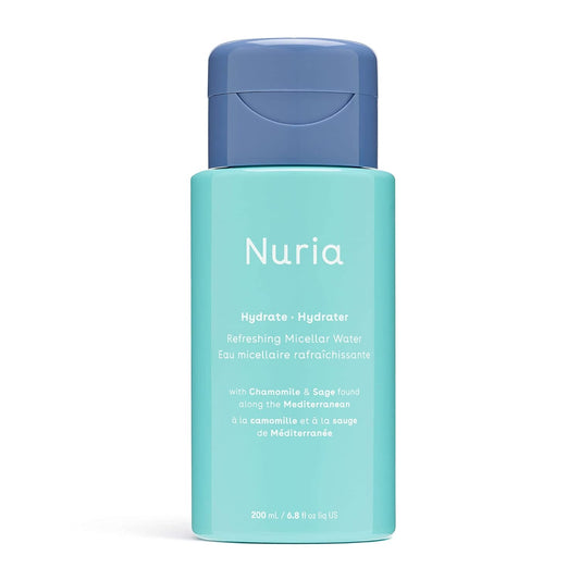 Hydrate Refreshing Micellar Water, No-Rinse Makeup Remover Water with Sage Leaf Oil, Chamomile, and Aloe Leaf Juice, 200mL/6.8 fl oz