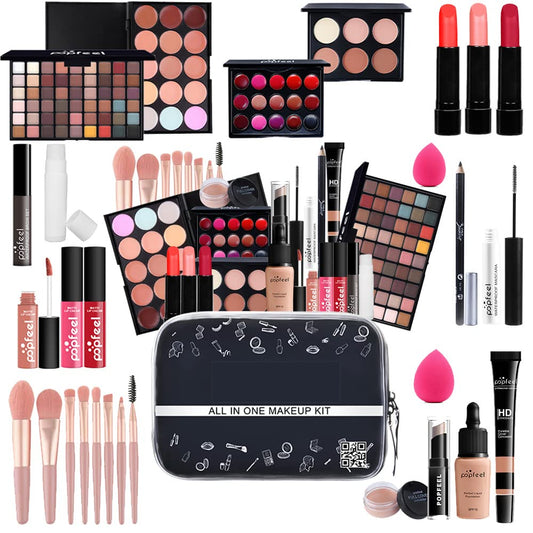 Delymol 28 Pieces Makeup Kit for Women Full Kit, Eyeshadow Palette,Lip Gloss Set,Lipstick,Blush,Foundation,Concealer,Mascara,Eyebrow Pencil,Include Makeup Brush Set,Professional Makeup Kit for Teens (KIT019)