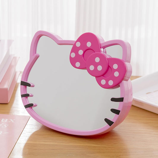 Desk Mirror, Kitty Cat Shape-Kawaii &Vanity Makeup Mirror for You in Bathroom or Bedroom- Pink, Birthday Gift for Hello, Kitty Fans