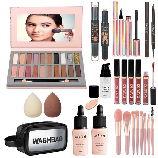 OAWLY Makeup Kits Makeup Set for Teens Women Full Kit Makeup Kit for Women 20 Color Eyeshadow Palette Foundation Face Primer Lipgloss Mascara Eyeliner Makeup Brushes Gift Make up Kit (black)