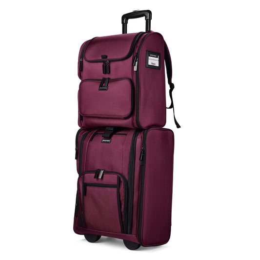 Byootique Rolling Makeup Train Case & Bag Kit Cosmetic Pouch Storage Side Pocket, Beet Red