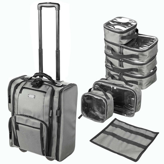 Byootique Rolling Makeup Train Case Side Pockets Cosmetic Pouch Travel