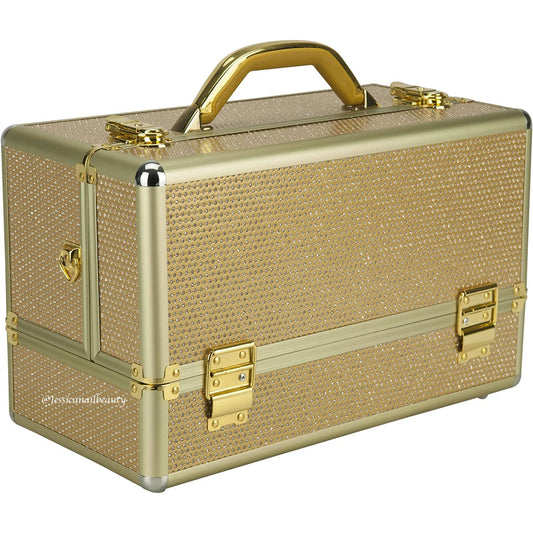 JNBS Professional Aluminum Makeup Case Crystal Gold