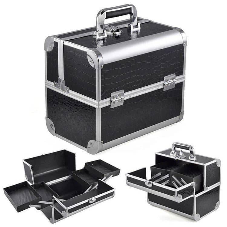JNBS Professional Double Makeup Case Leather
