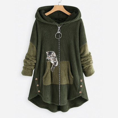 Stylish Loose Printed Hooded Jacket
