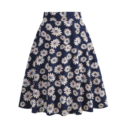 Vintage Printed Elegant Midi Skirt