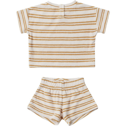 Quincy Mae Terry Tee + Shorts Set | Honey Stripe