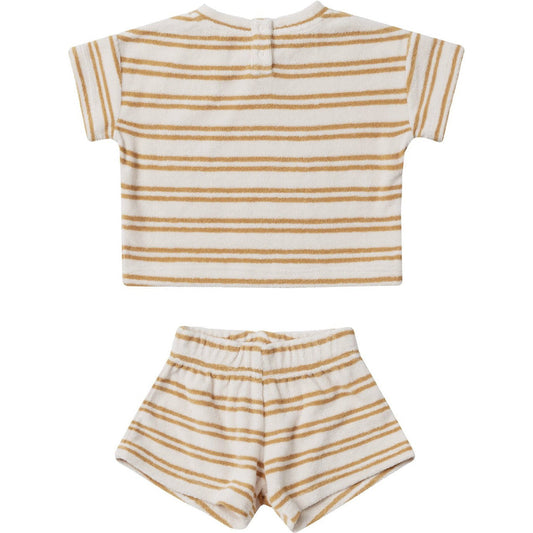 Quincy Mae Terry Tee + Shorts Set | Honey Stripe