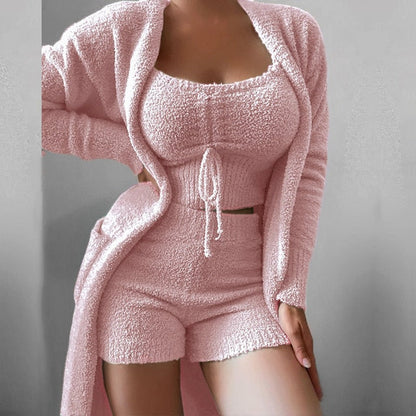 Women's Fuzzy 3 Piece Lounge Sets Sweatsuits