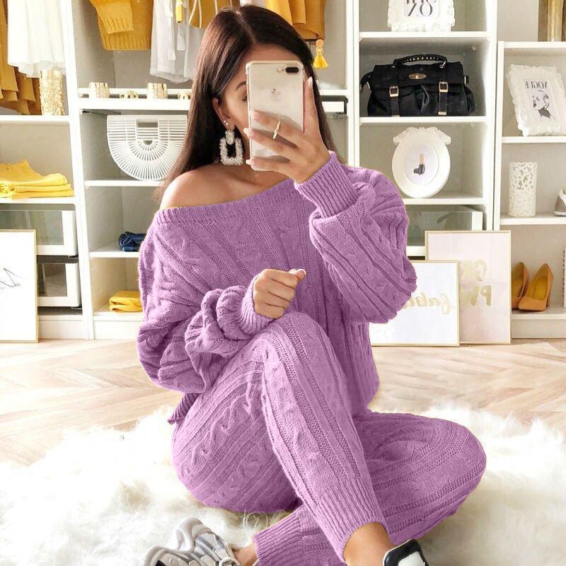 Plus Size Knit Pants Set