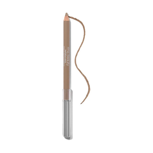 A swatched brown eyebrow pencil against a white background.
