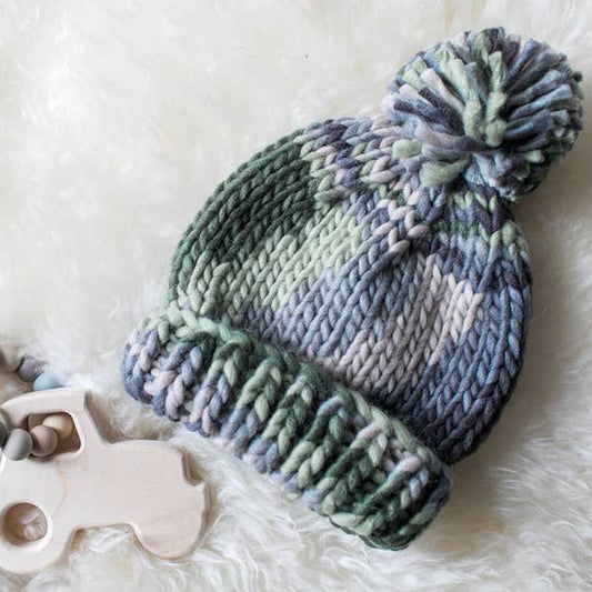 Huggalugs Camo Army Green Knit Beanie Hat