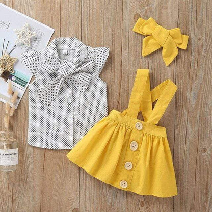 Girl's Clothing Yellow / 4T Baby Girls Dress Sleeveless Dot Print
