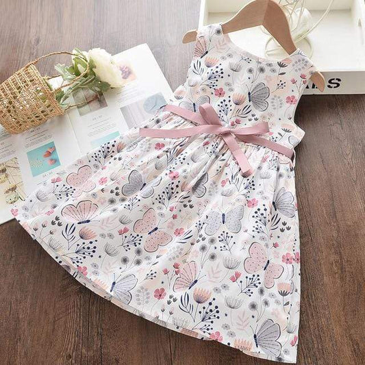 AX1392 Pink / 3T Floral Sweet Children Party Suits Butterfly