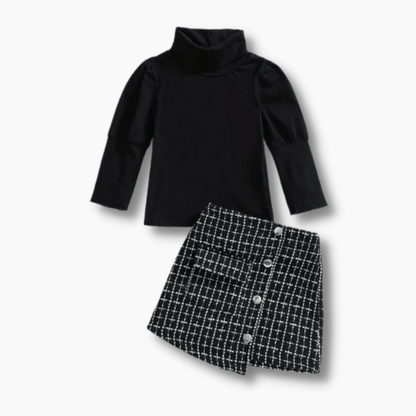 High Neck Top and Skirt Set