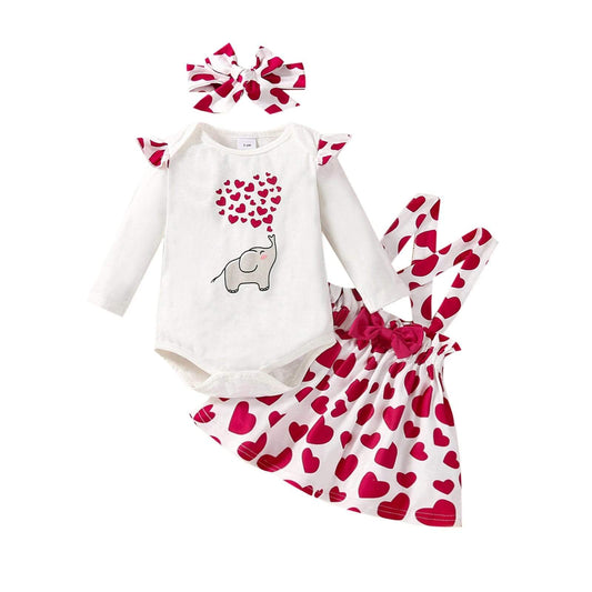 Girl's Clothing 6M Love Heart Print Long Sleeve O-neck Romper