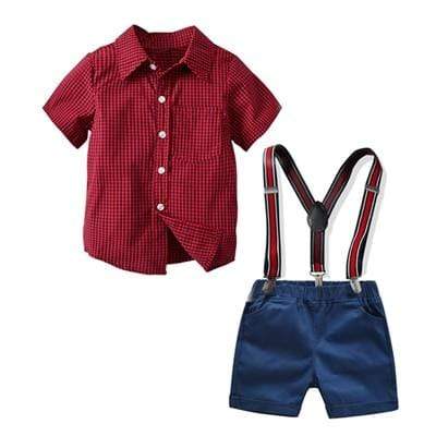 Boy's Clothing Red / 4T / China Suspender Belt Suits
