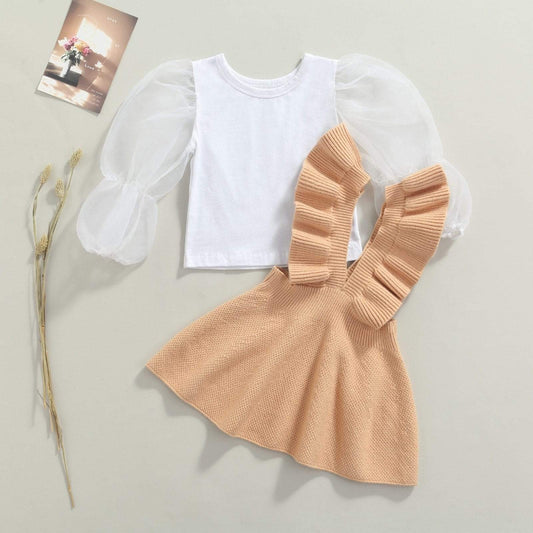 Girl's Clothing Sweater Suspender Skirt