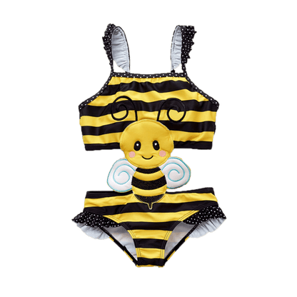 Girl's Clothing Yellow Black Bee / 5T Toddler Patterned Swimwear