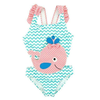 Girl's Clothing Blue pink Fish / 8T Toddler Patterned Swimwear
