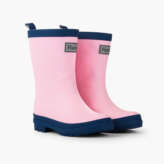 Pink & Navy Matte Rain Boots