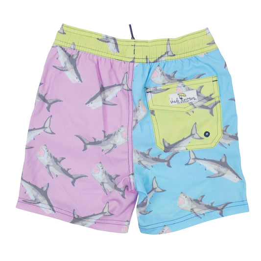 Shark Block Water Appearing Boys Swim Trunk