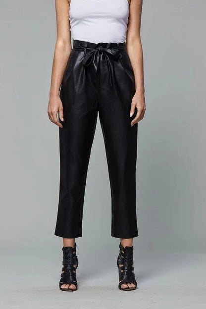 Soft Vegan Leather Bag Pants - Lush Lemon - Women's Clothing - Dolce Cabo - 10716