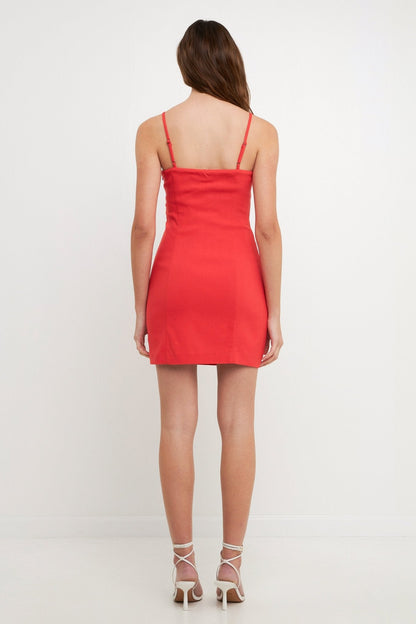 Stretch Fabric Fitted Mini Dress Red